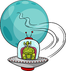 Image showing alien in ufo cartoon illustration