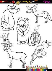 Image showing animals set cartoon coloring page