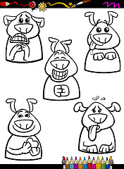 Image showing dog emotion set cartoon coloring book