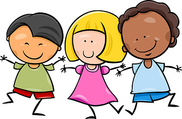 Image showing multicultural children cartoon illustration