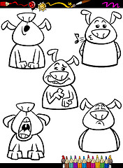 Image showing dog emotion set cartoon coloring page