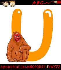 Image showing letter u for uakari cartoon illustration