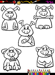 Image showing dog emotion set cartoon coloring page