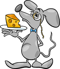 Image showing mouse with cheese cartoon illustration