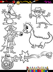 Image showing fantasy set cartoon coloring page