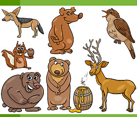 Image showing wild animals cartoon set illustration