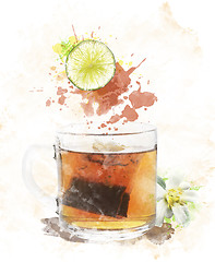 Image showing Watercolor Image Of  Tea