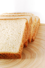 Image showing bread slices in wooden bowl