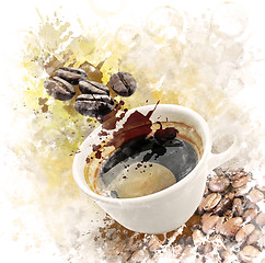 Image showing Watercolor Image Of Morning Coffee