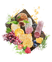Image showing Watercolor Image Of  Appetizers