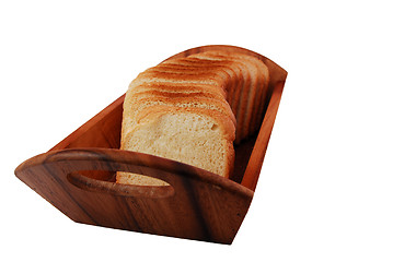 Image showing toast bread in wooden bowl