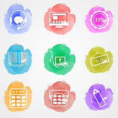 Image showing Creative colored vector icons for trade online