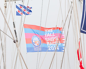 Image showing HARLINGEN, HOLLAND - MAY 7th: The flag of the Tall Ships Races 2
