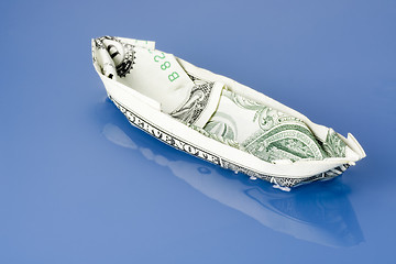 Image showing Dollar note paper boat

