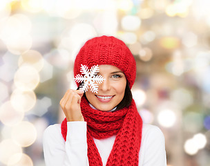 Image showing smiling young woman in winter clothes