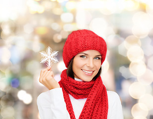 Image showing smiling young woman in winter clothes