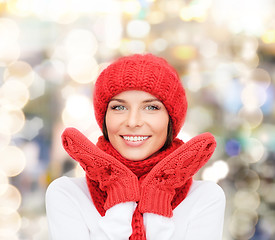 Image showing smiling young woman in winter clothes