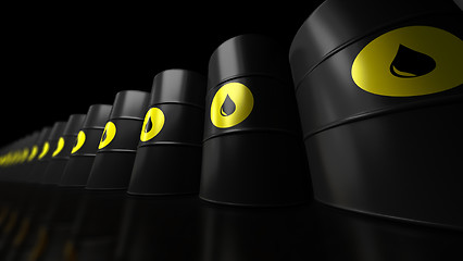 Image showing Black Oil Barrels 