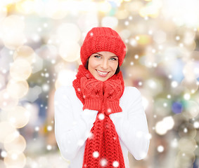 Image showing smiling young woman in winter clothes