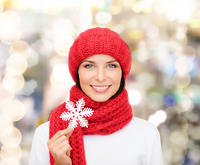 Image showing smiling young woman in winter clothes