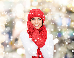 Image showing smiling young woman in winter clothes