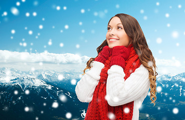 Image showing smiling young woman in winter clothes