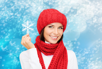 Image showing smiling young woman in winter clothes