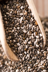 Image showing Nutritious chia seeds on a wooden spoon