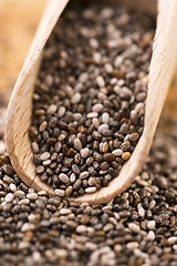 Image showing Nutritious chia seeds on a wooden spoon