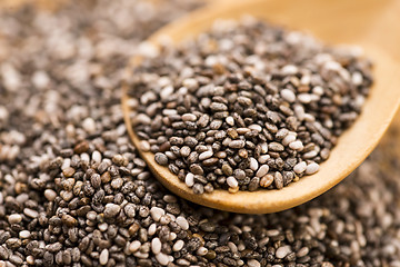 Image showing Nutritious chia seeds on a wooden spoon