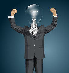 Image showing Vector Lamp Head Businessman With Hands Up