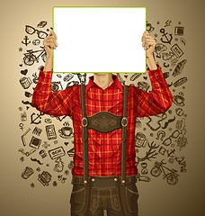 Image showing Man With Write Board On Oktoberfest