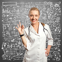 Image showing young doctor woman shows ok