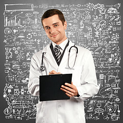 Image showing Doctor Man With Clipboard