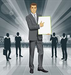 Image showing Vector Businessman With Empty Write Board