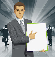 Image showing Vector Businessman With Empty Write Board