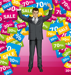 Image showing Vector Businessman With Hands Up