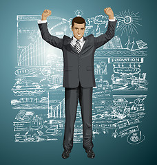 Image showing Vector Businessman With Hands Up 07