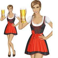 Image showing Vector Cute Woman In Drindl On Oktoberfest