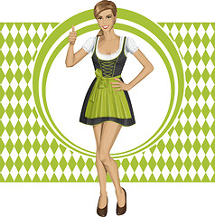 Image showing Vector Cute Woman In Drindl On Oktoberfest