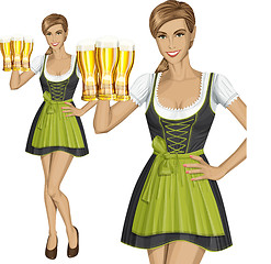 Image showing Vector Cute Woman In Drindl On Oktoberfest