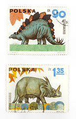 Image showing Dinosaurs on Polish stamps