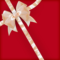 Image showing Pearls color gift bow with ribbon on red. EPS 10