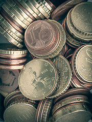 Image showing Retro look Euro coins background