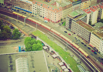 Image showing Retro look Berlin aerial view