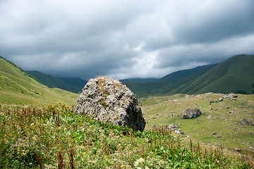 Image showing Hiking in mountains