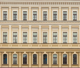 Image showing Neoclassic architecture wall with windows vintage background