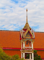 Image showing Beautiful bell tower on the territory of a Buddhist temple. Thai