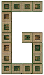 Image showing letter G made of old and dirty microprocessors