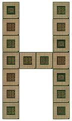 Image showing letter H made of old and dirty microprocessors